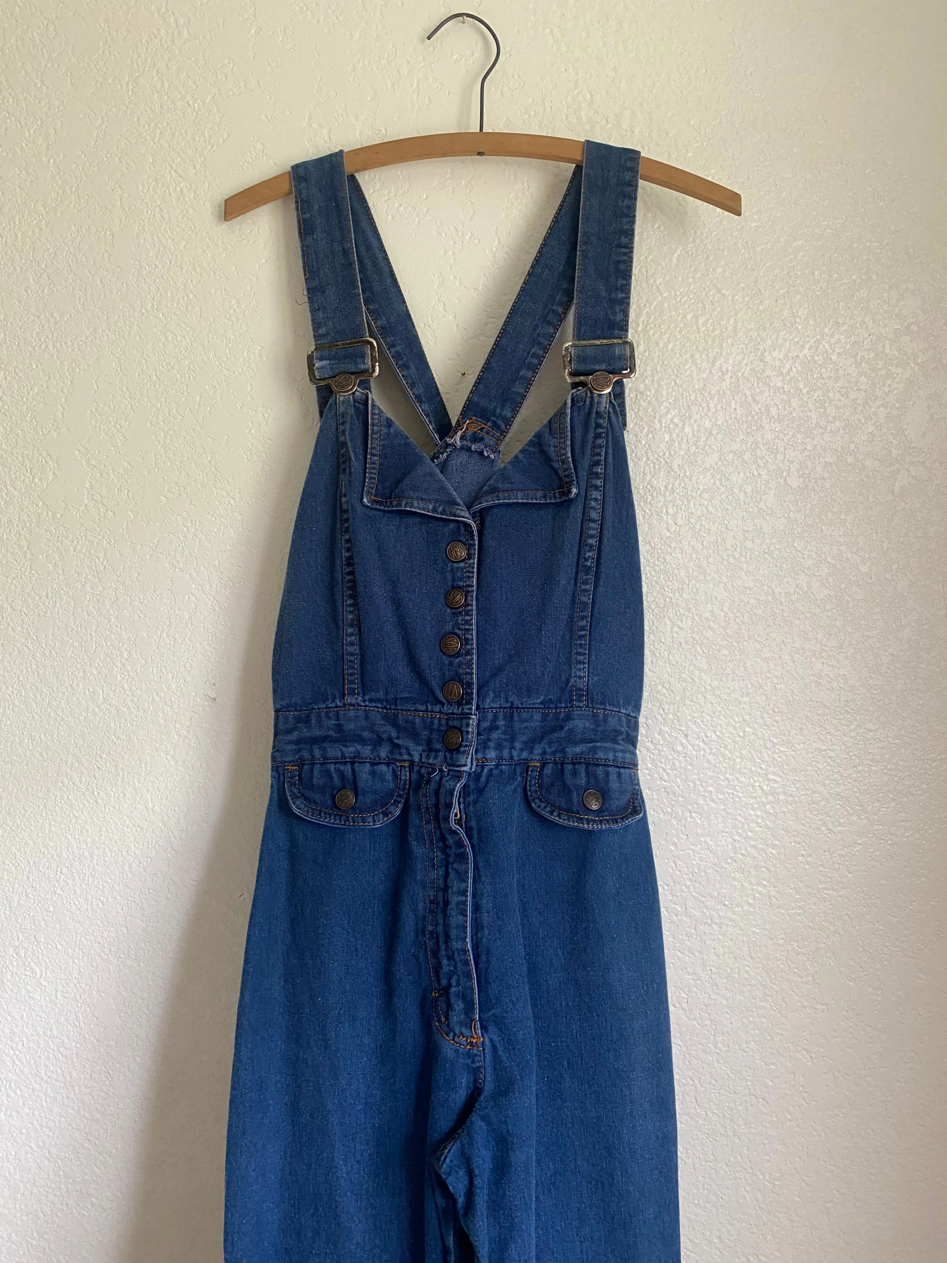 1970s S.O.B. Shades of Blue Denim Overall Jumpsuit size 13