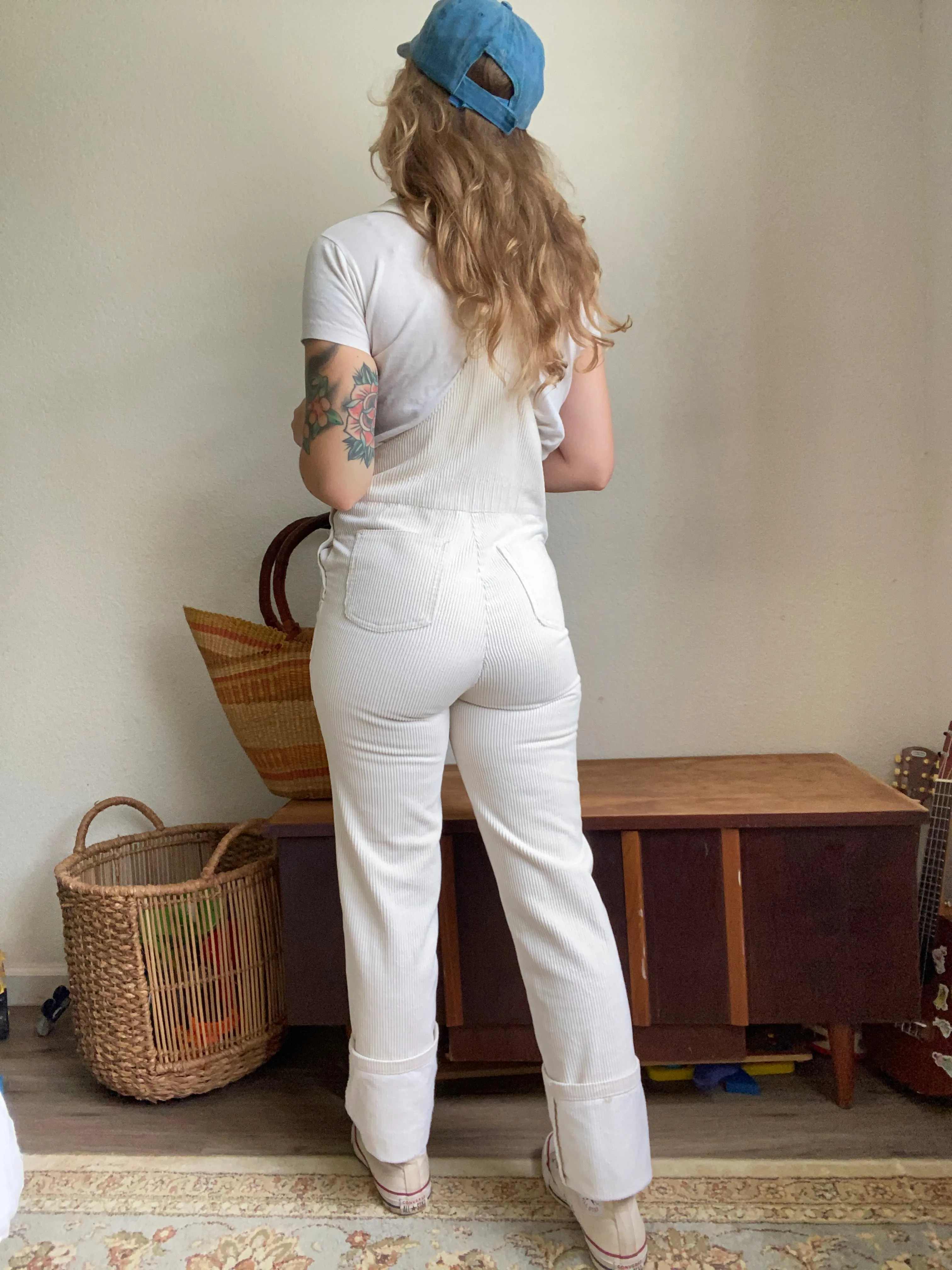 70s/80s Cream Corduroy Overalls