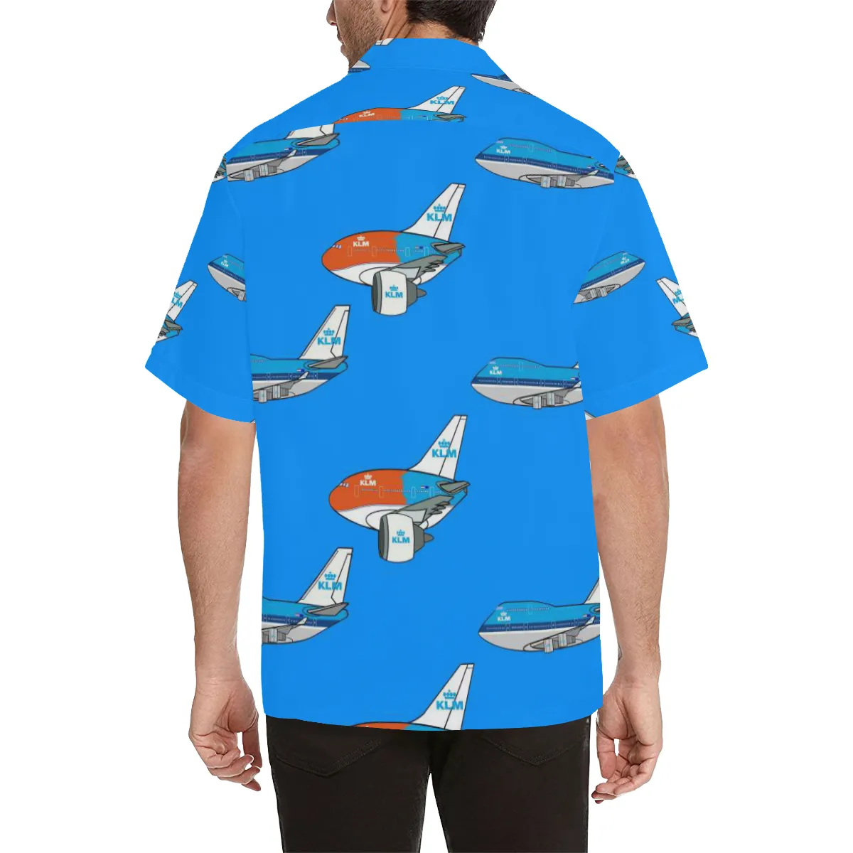 747 KLM LIGHT BLUE HAWAIIAN SHIRT