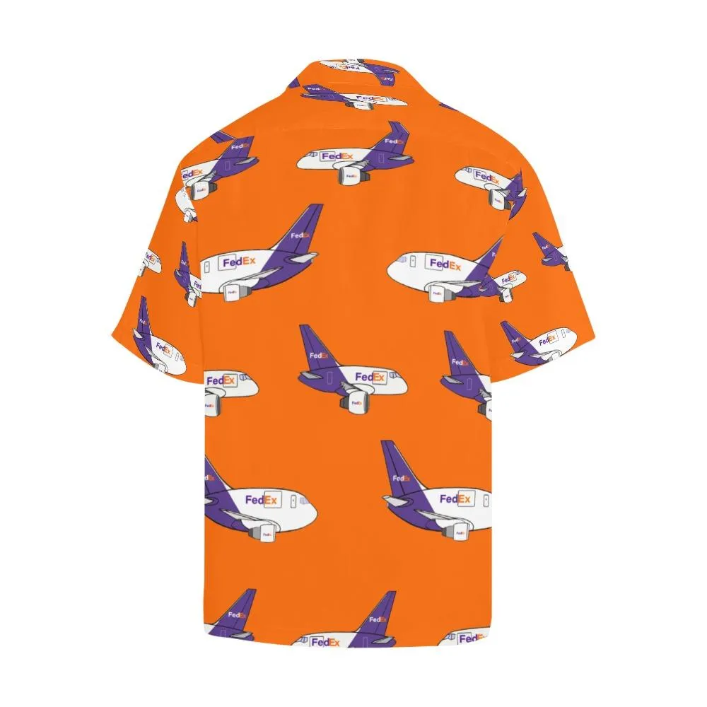 757 767 FEDEX ORANGE HAWAIIAN SHIRT