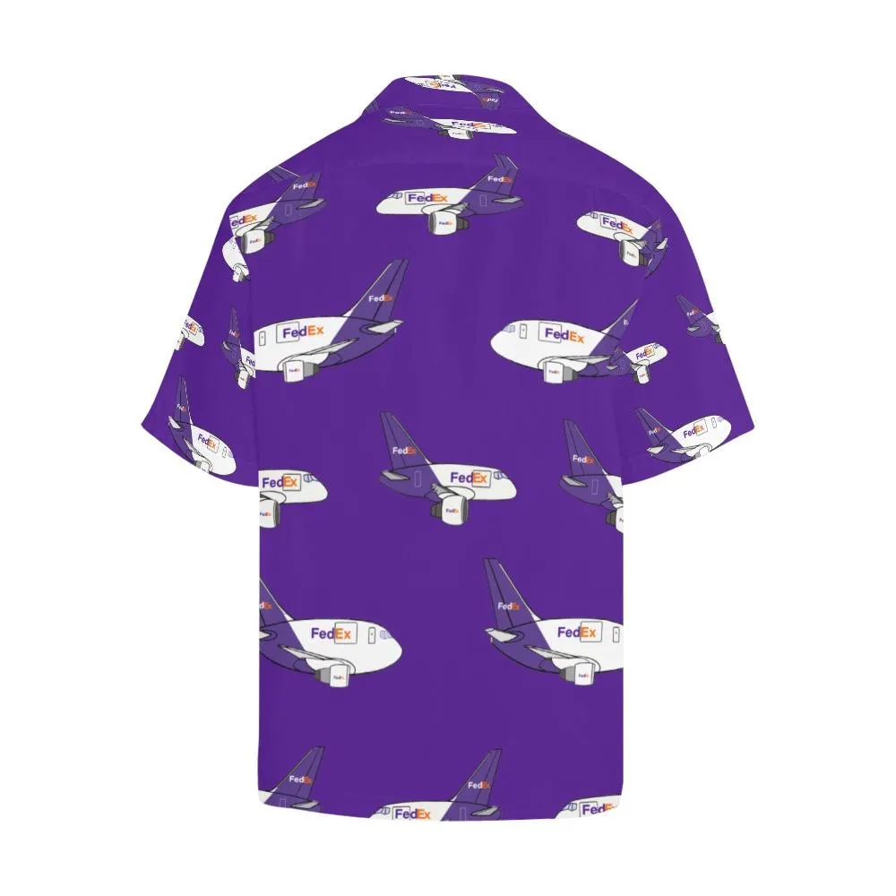 757 767 FEDEX PURPLE HAWAIIAN SHIRT