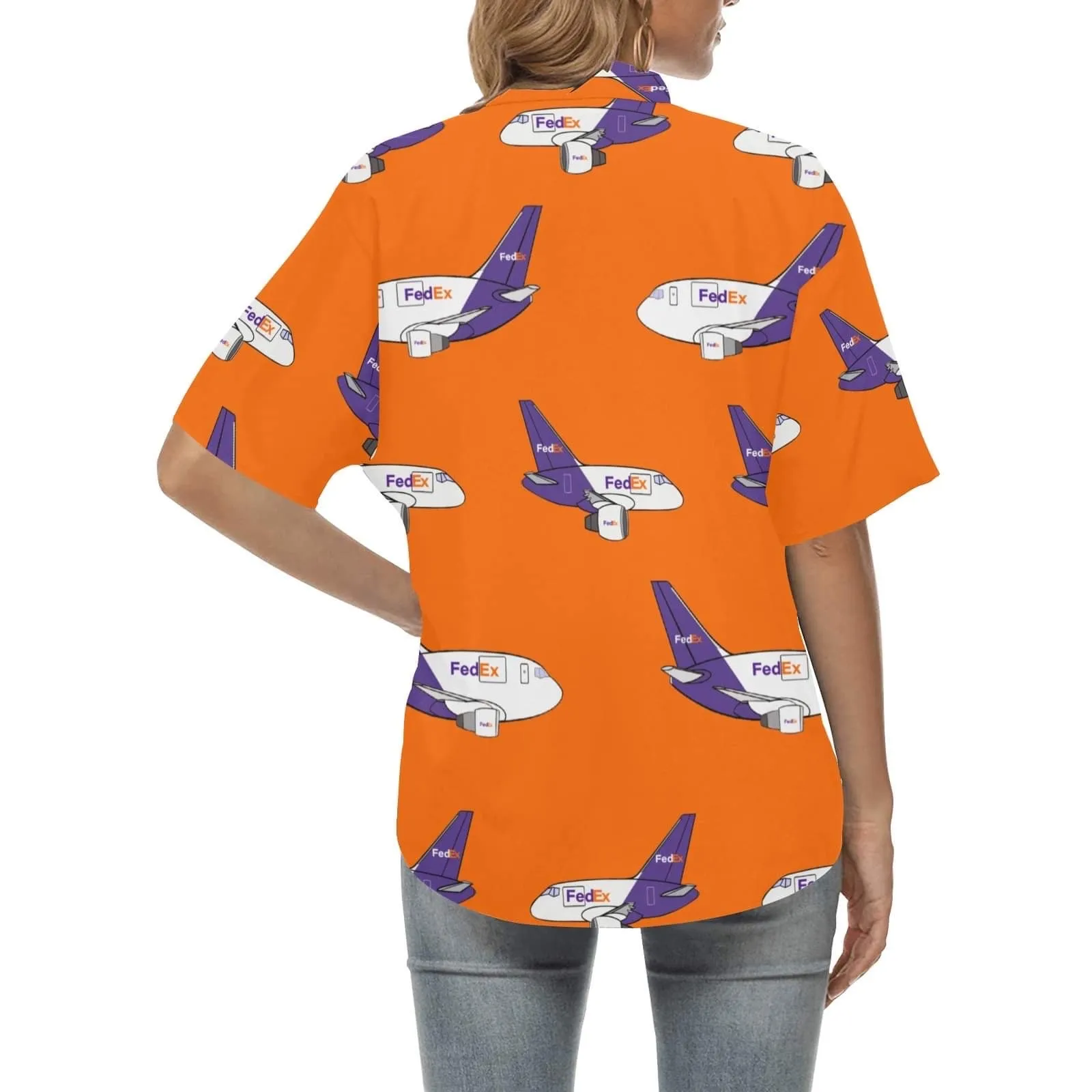 757 767 ORANGE WOMENS HAWAIIAN SHIRT