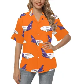 757 767 ORANGE WOMENS HAWAIIAN SHIRT