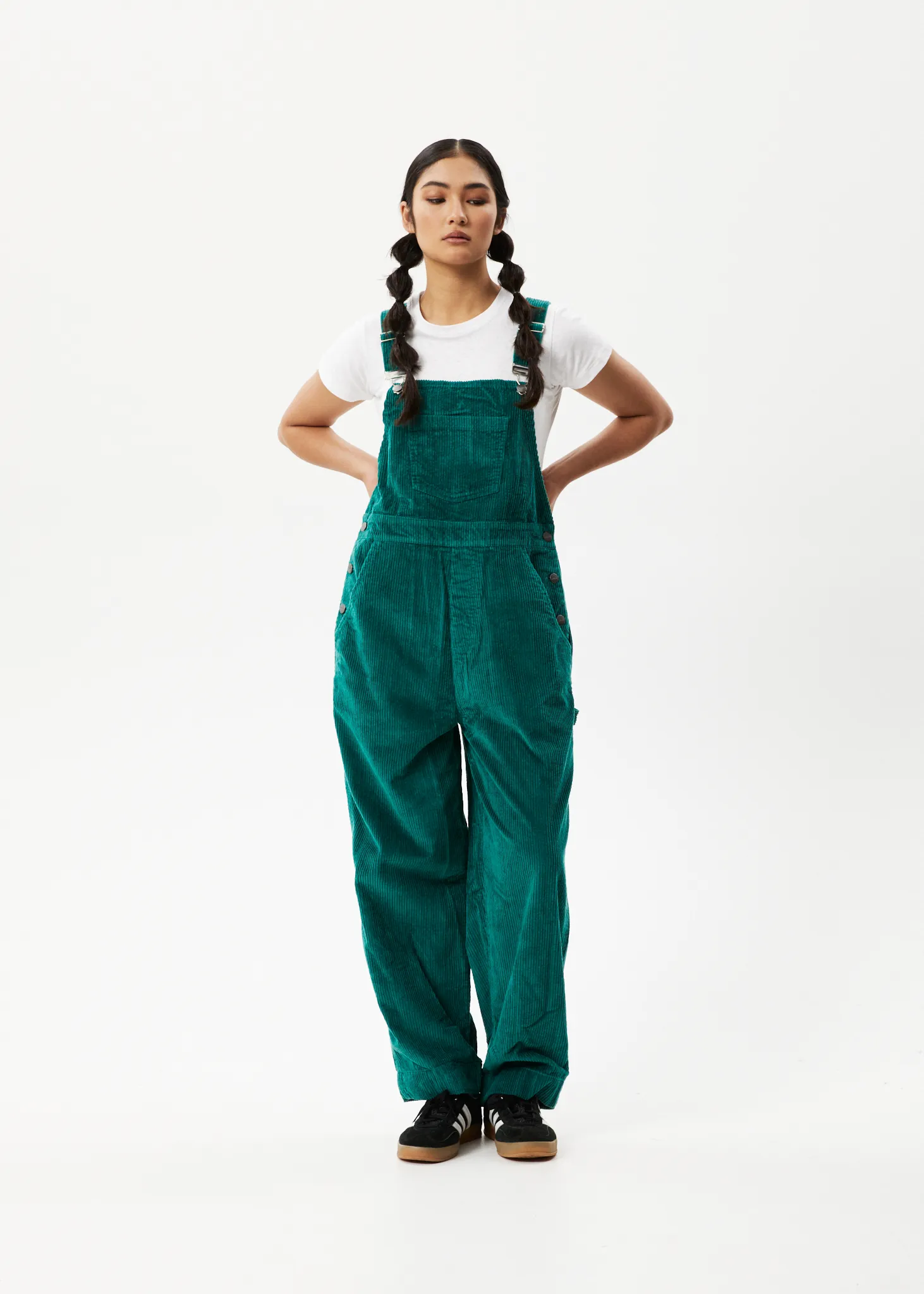 AFENDS Womens Louis - Corduroy Baggy Overalls - Emerald