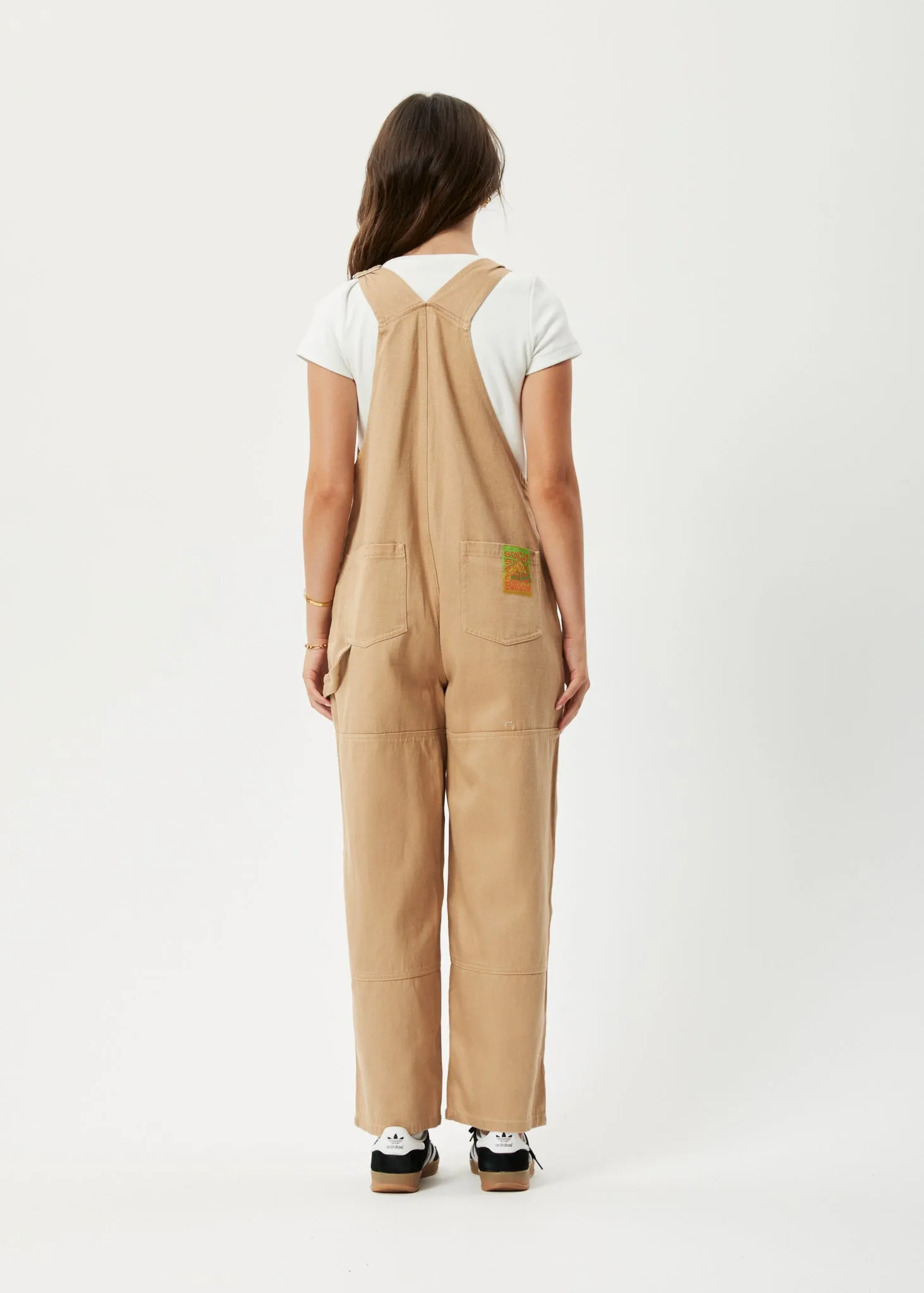 AFENDS Womens Sleepy Hollow Louis - Twill Baggy Overalls - Tan