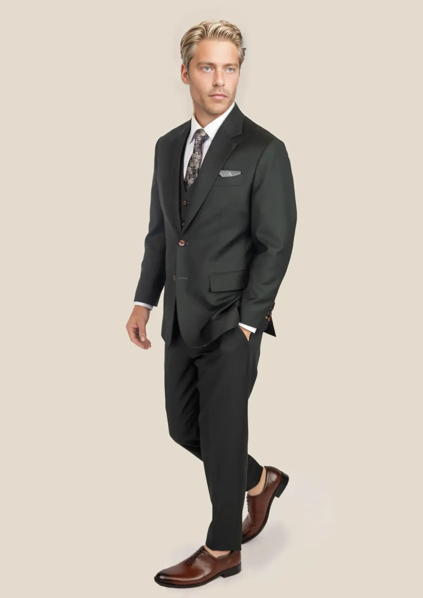 Astor Dark Green Twill Suit