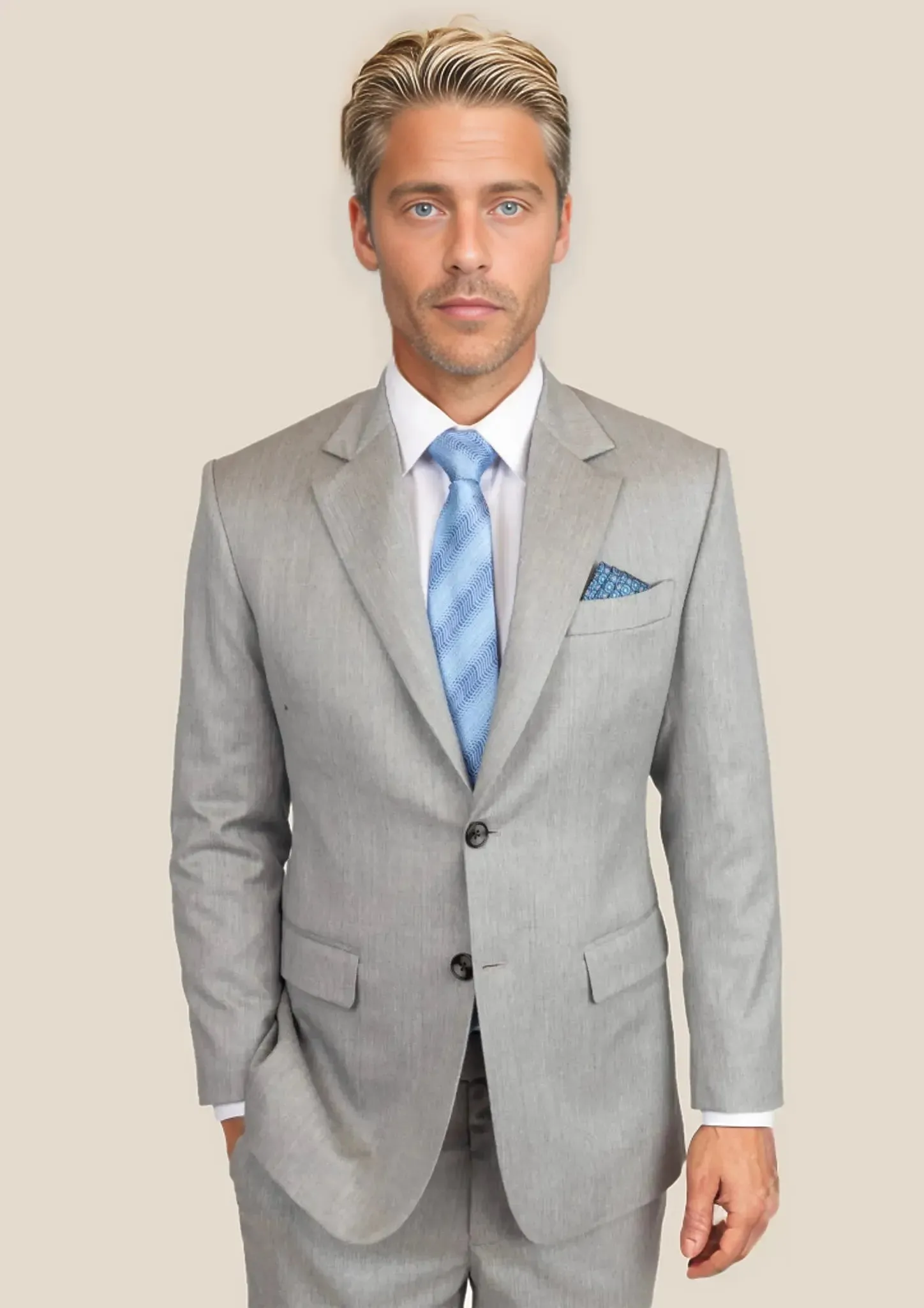 Astor Glacier Grey Twill Suit