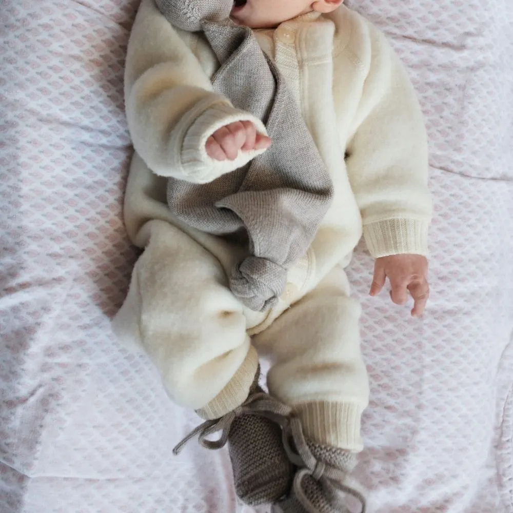 Baby suit - 100% Wool Fleece - Cream