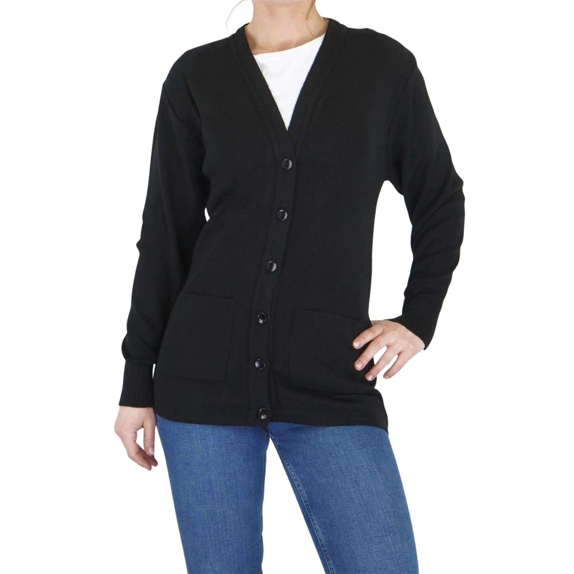 Balmoral Women V-Neck Wool Mix Pocket Button Cardigan