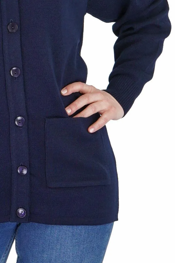 Balmoral Women V-Neck Wool Mix Pocket Button Cardigan