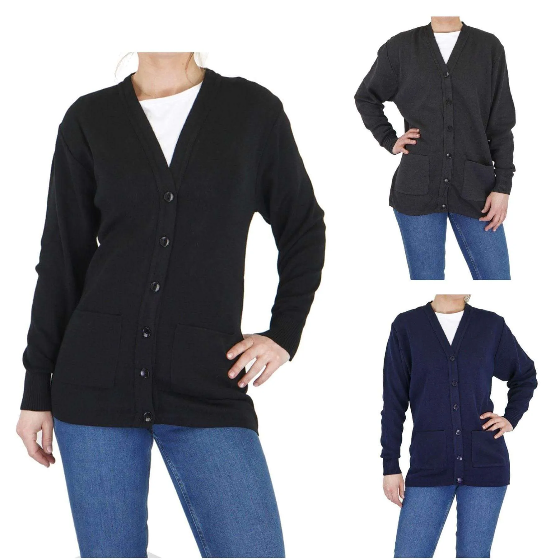 Balmoral Women V-Neck Wool Mix Pocket Button Cardigan