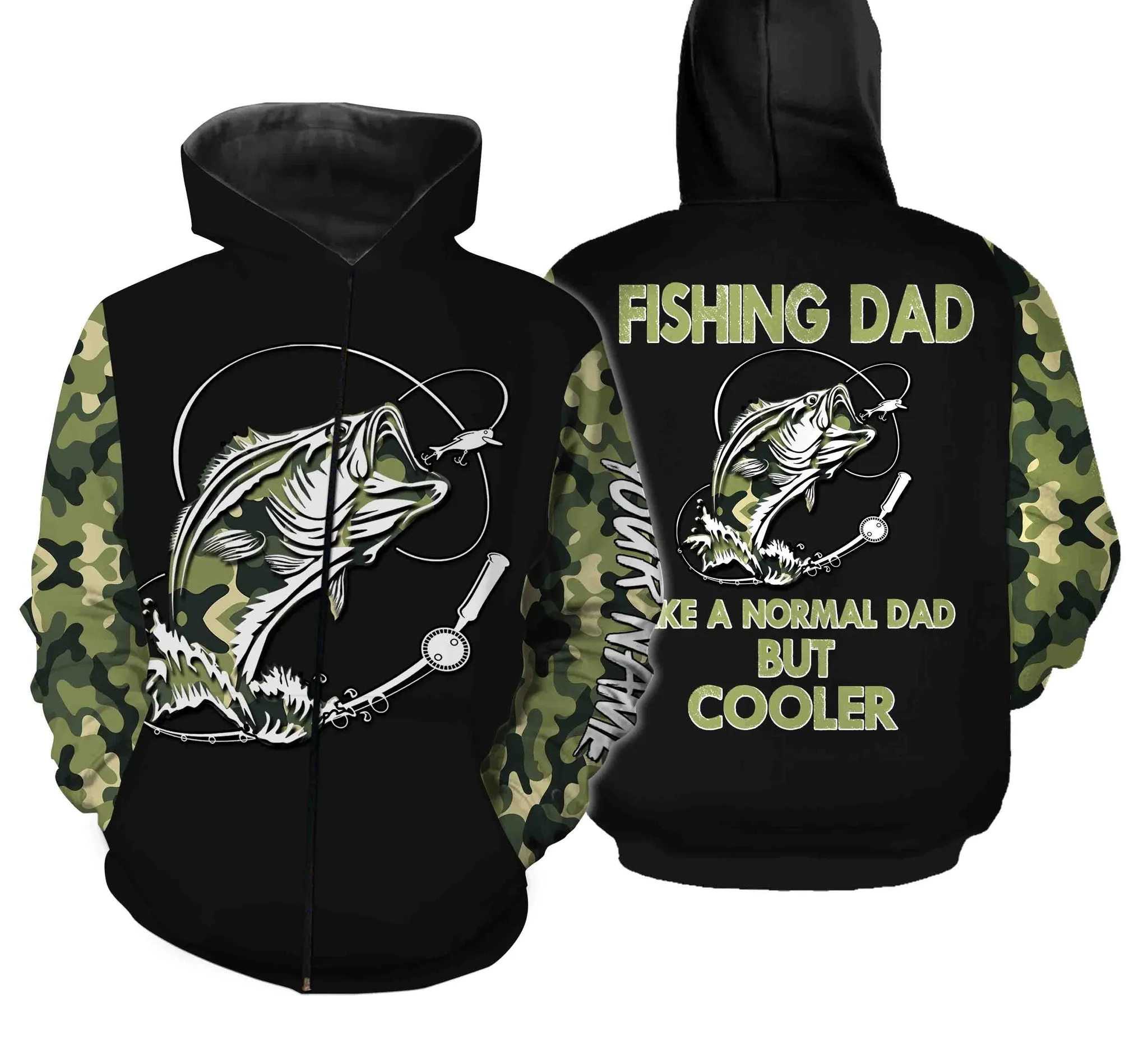 Bass Fishing Dad Like A Normal Dad But Cooler Customize Name 3D All Over Printed Shirts Personalized Gift For Father's Day