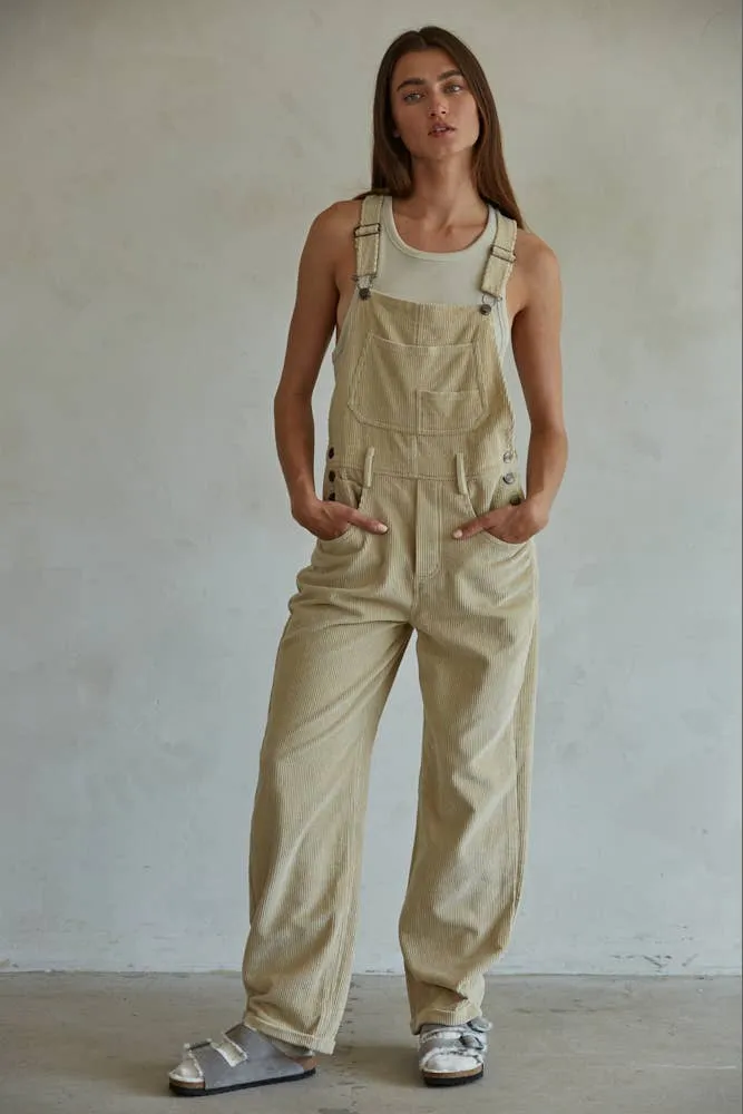 Black Corduroy Sleeveless Overalls