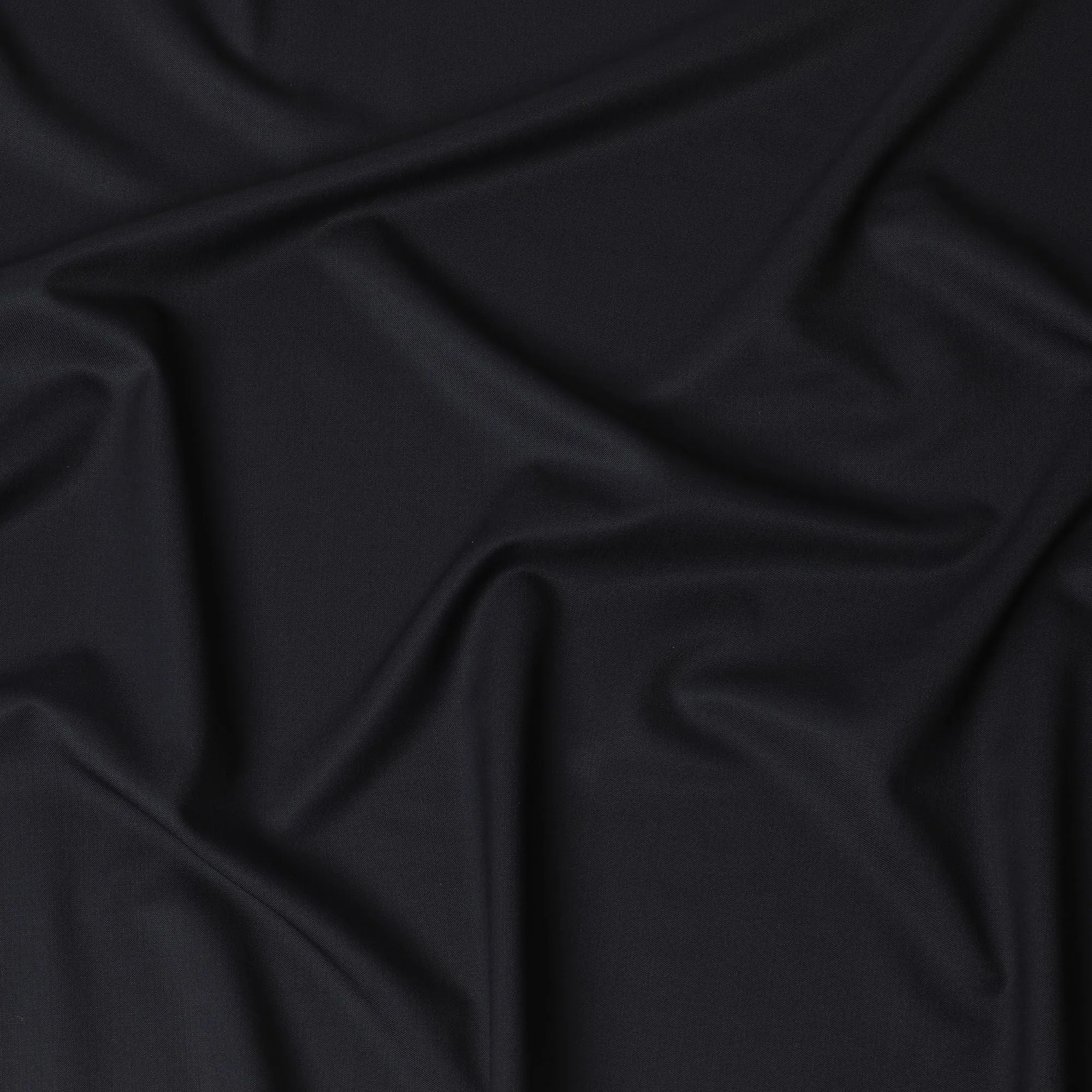 Black Plain Super fine English blended Merino wool suiting fabric-D17271