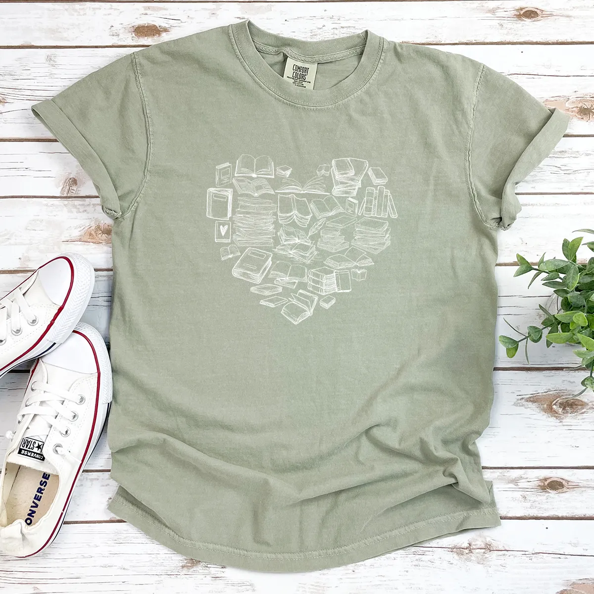 book heart cotton tee