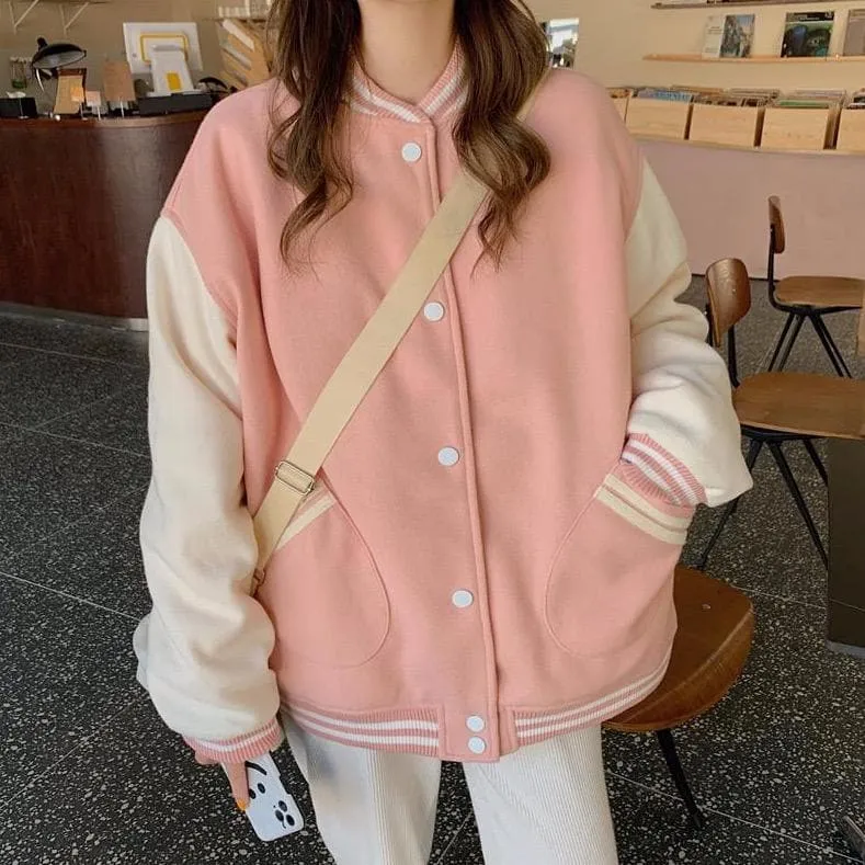 Boyfriend-Style College Jacket