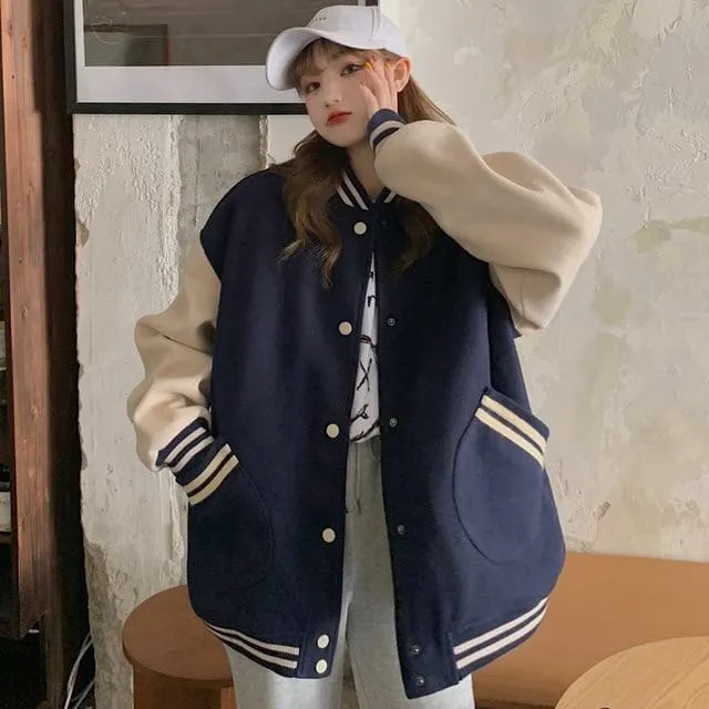 Boyfriend-Style College Jacket