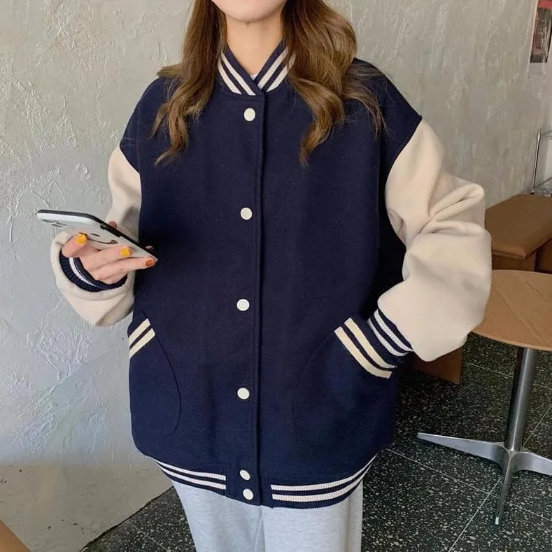 Boyfriend-Style College Jacket