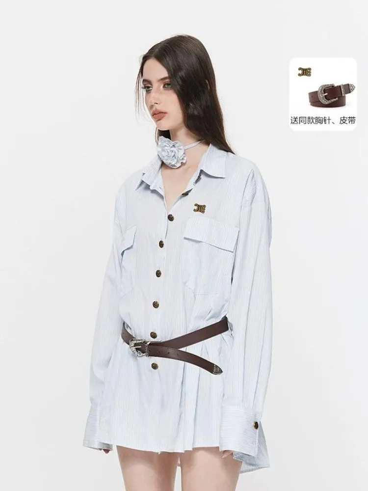 Boyfriend style loose shirt dress【s0000003526】