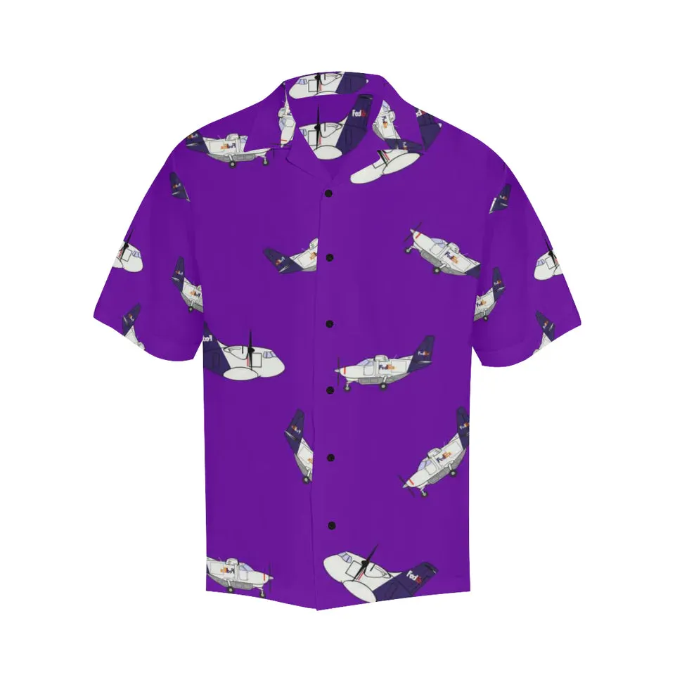 CARAVAN ATR FEDEX PURPLE HAWAIIAN SHIRT