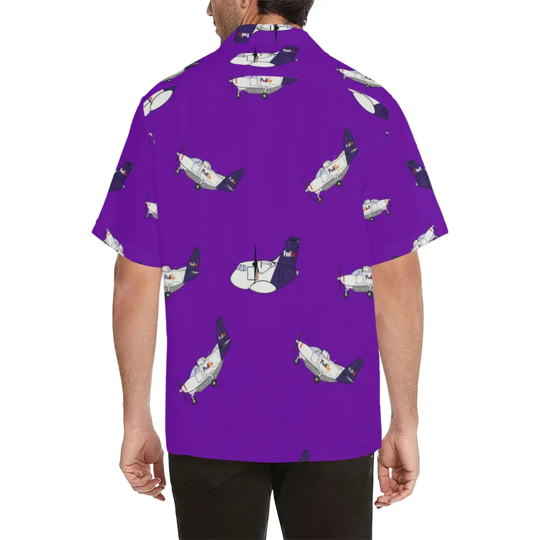 CARAVAN ATR FEDEX PURPLE HAWAIIAN SHIRT