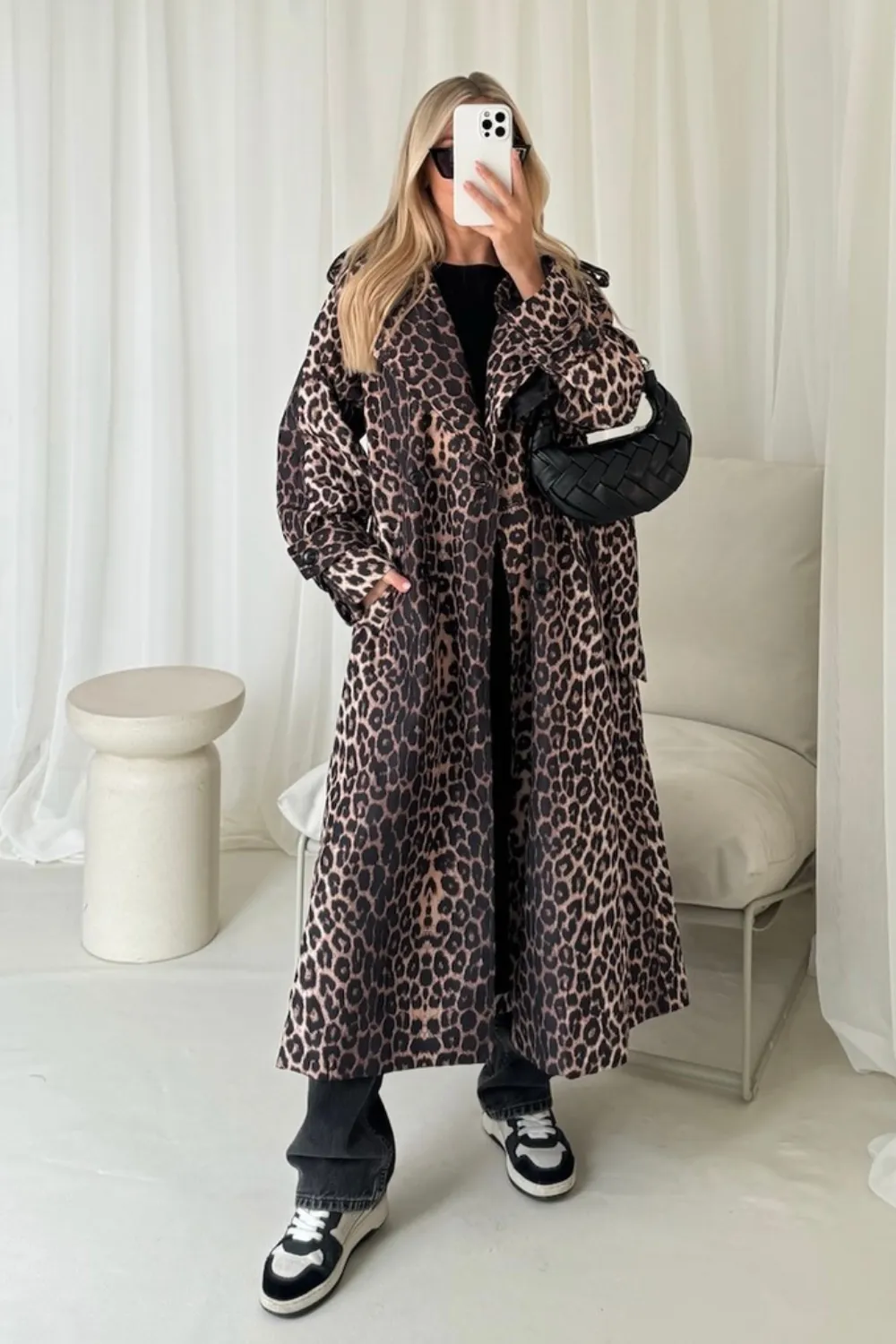 Cecilia leopard trench coat