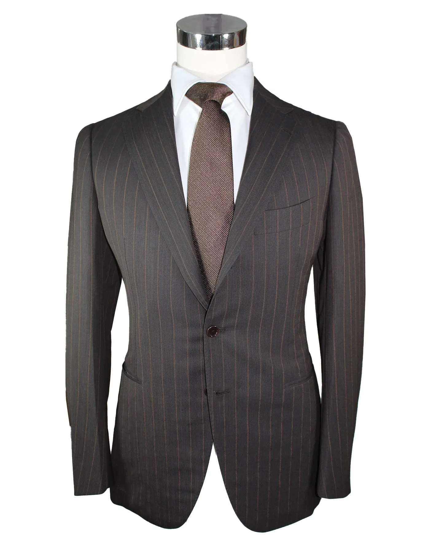 Cesare Attolini Suit Black Brown Stripes EU 48/ US 38