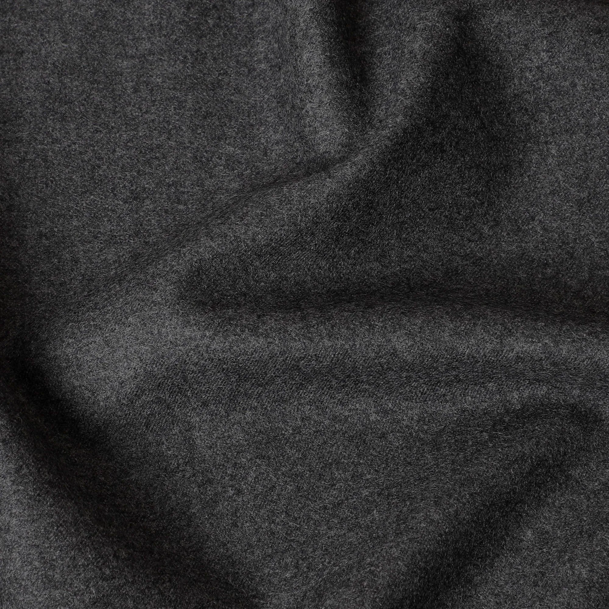 Charcoal grey plain premium pure English Super 120's Flannel wool suiting fabric-D14810