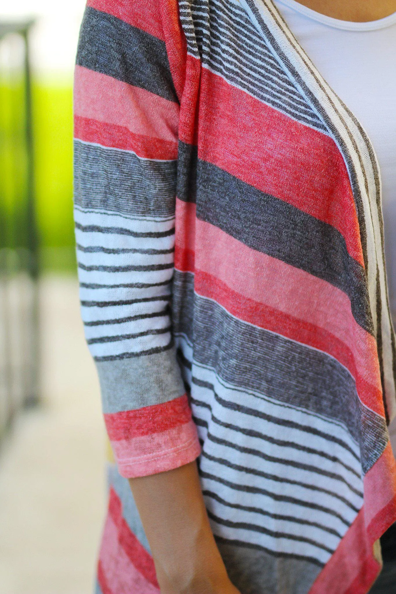 Coral and Yellow Cardigan