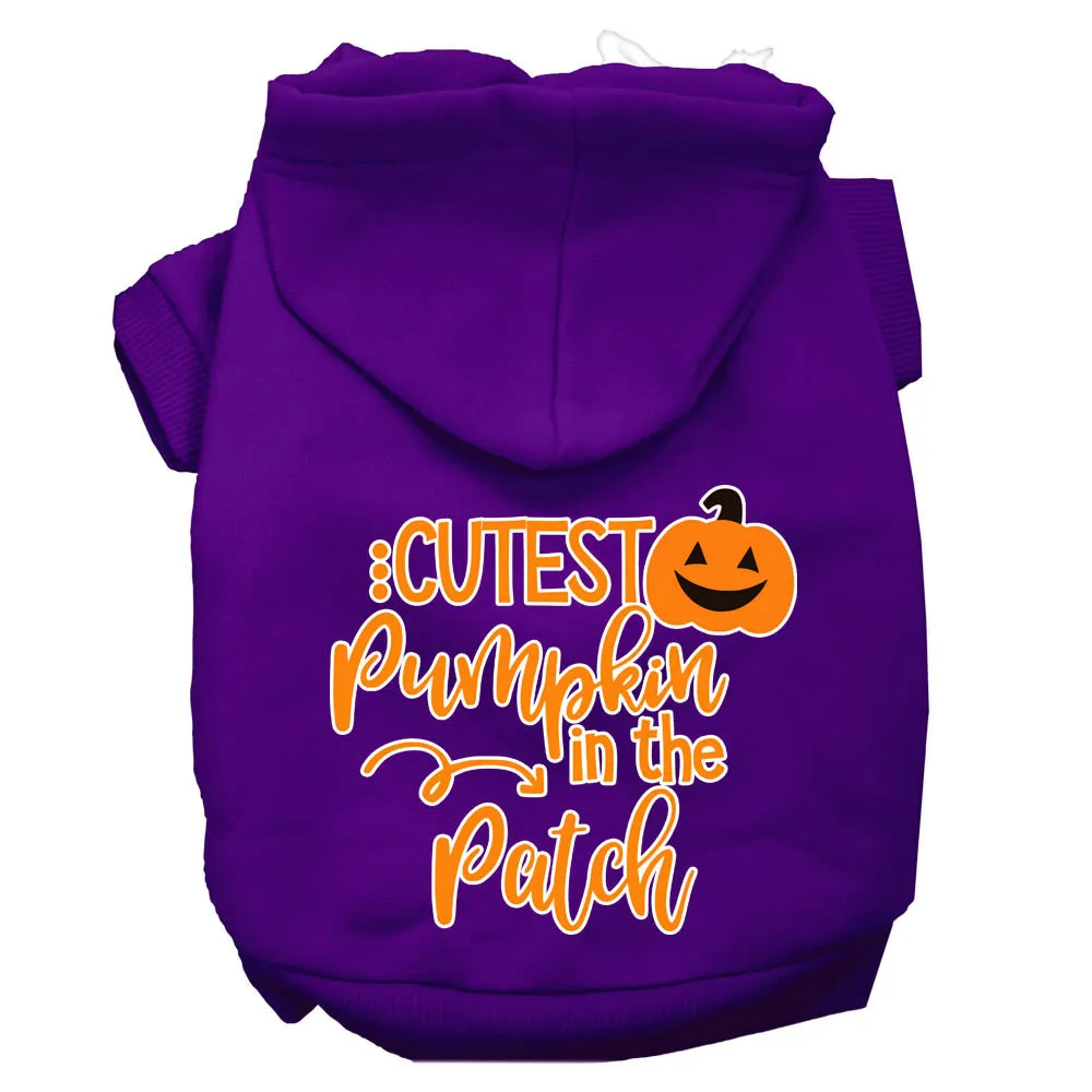 Cutest Pumpkin In The Patch Screen Print Dog Hoodie Purple S