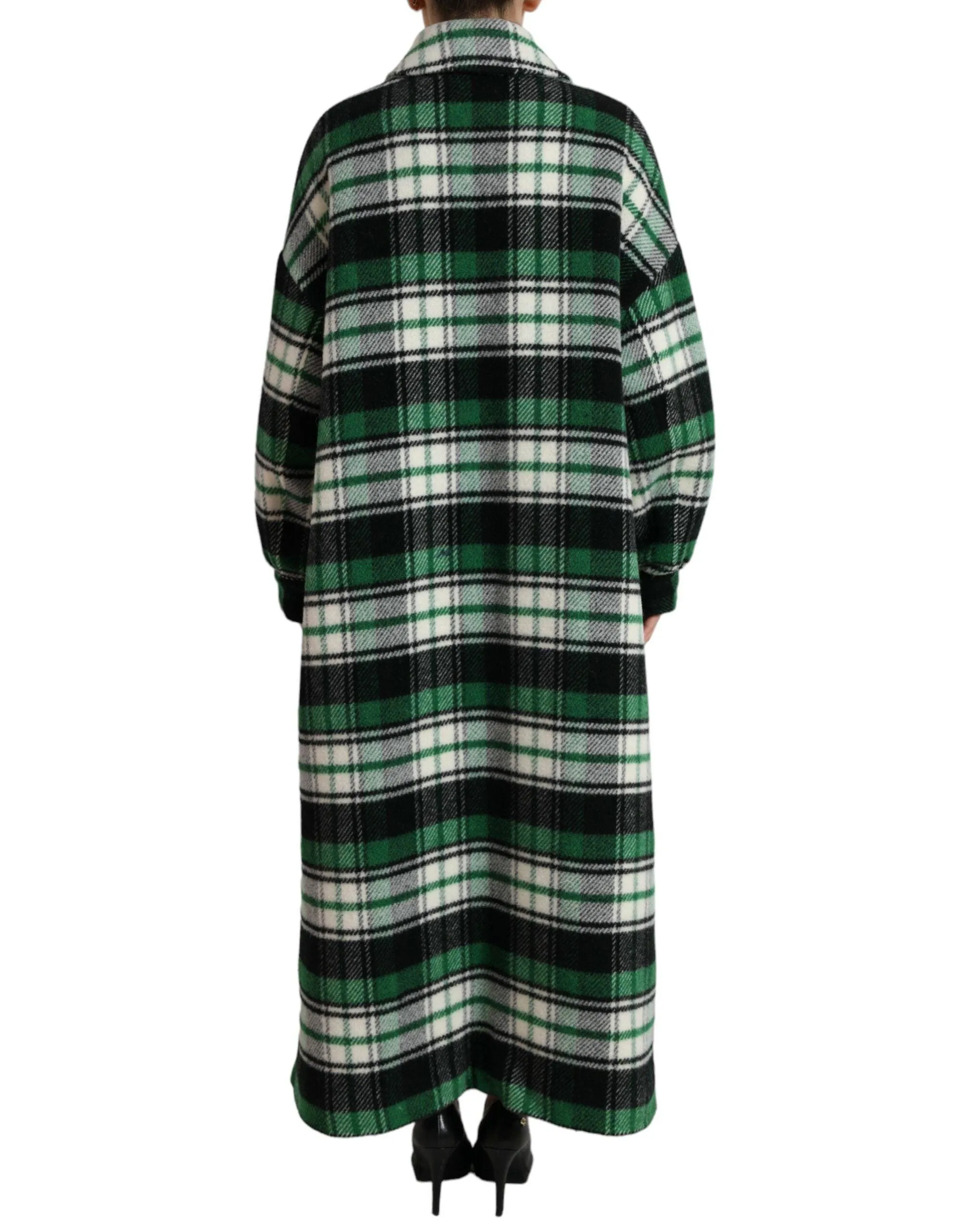 Dolce & Gabbana Green Plaid Long Sleeve Casual Coat Jacket