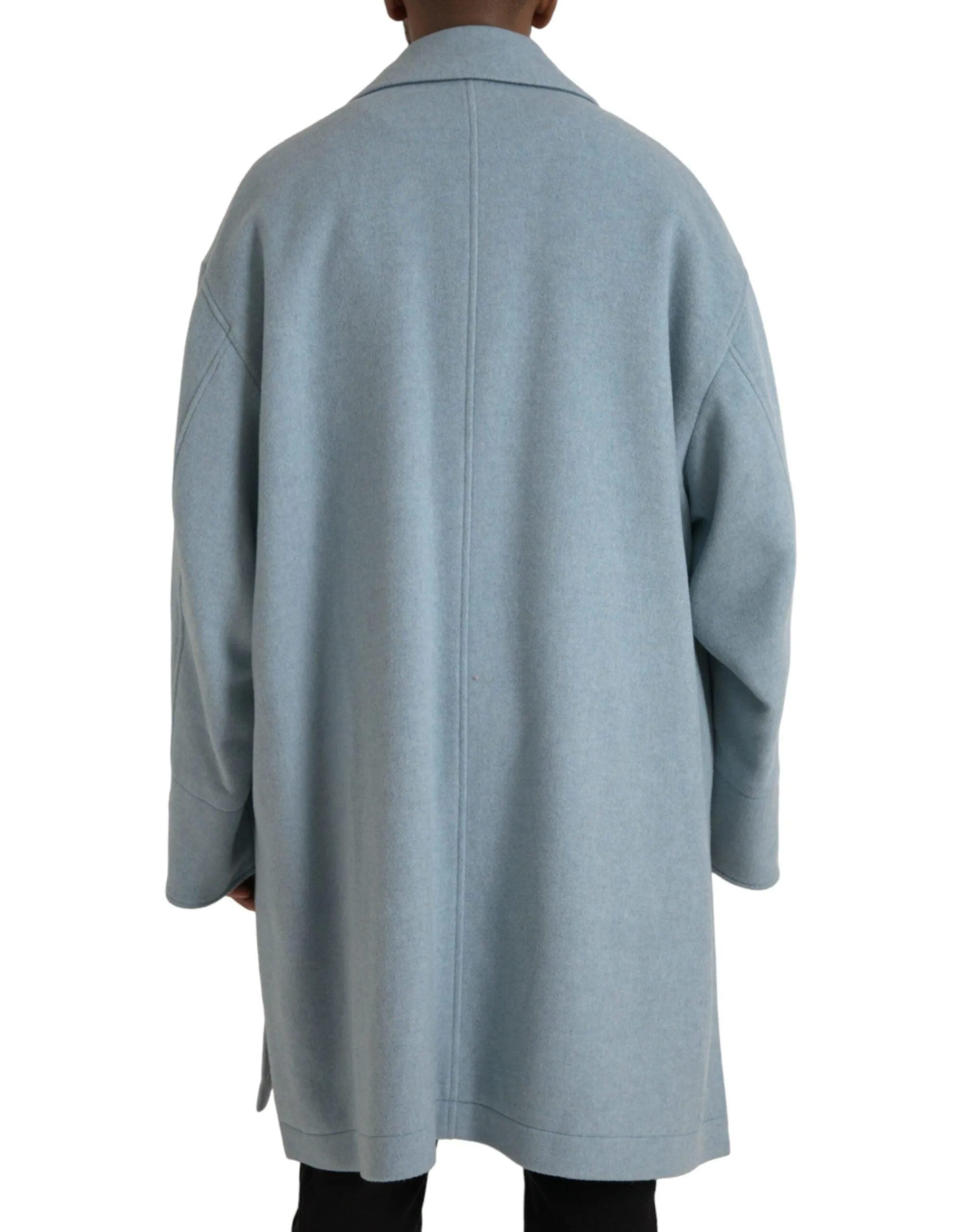 Dolce & Gabbana Light Blue Wool Button Coat