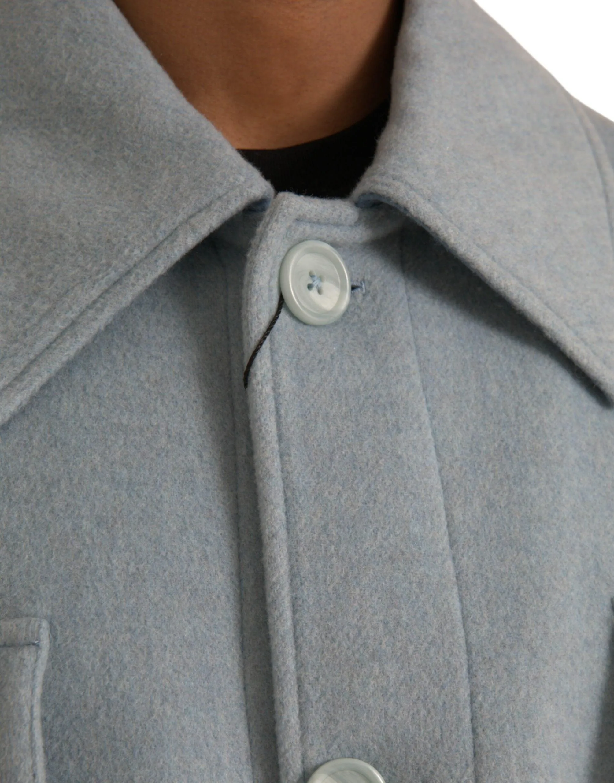 Dolce & Gabbana Light Blue Wool Button Coat