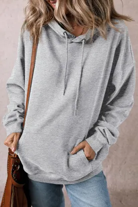 Drawstring Pocketed Long Sleeve Hoodie