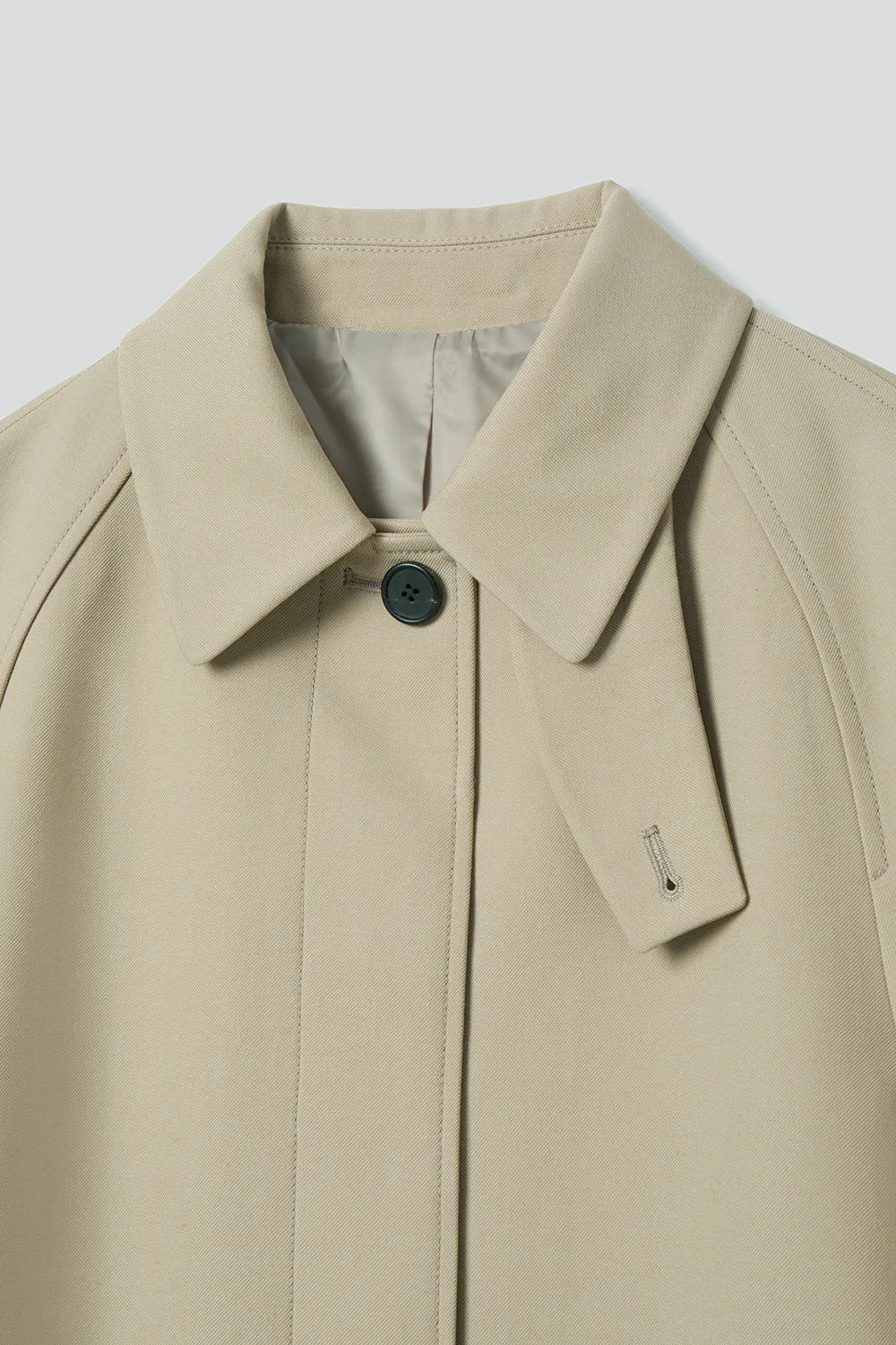 EDUARDO Trench Coat Women's Single-Breasted Belted Wool Blend with a Detachable Shirt Collar Flap.- Beige