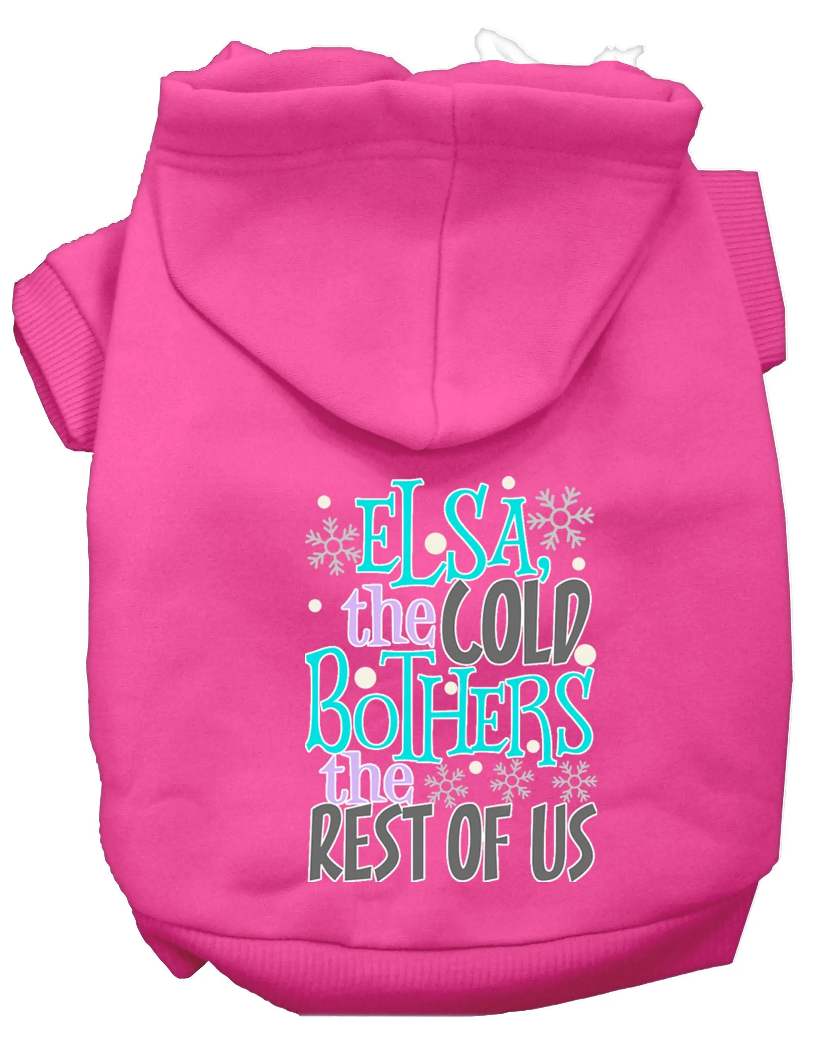 Elsa, The Cold Screen Print Dog Hoodie Bright Pink Xxl