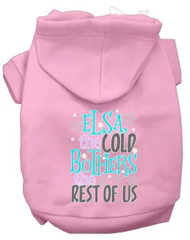 Elsa, The Cold Screen Print Dog Hoodie Light Pink Xxl