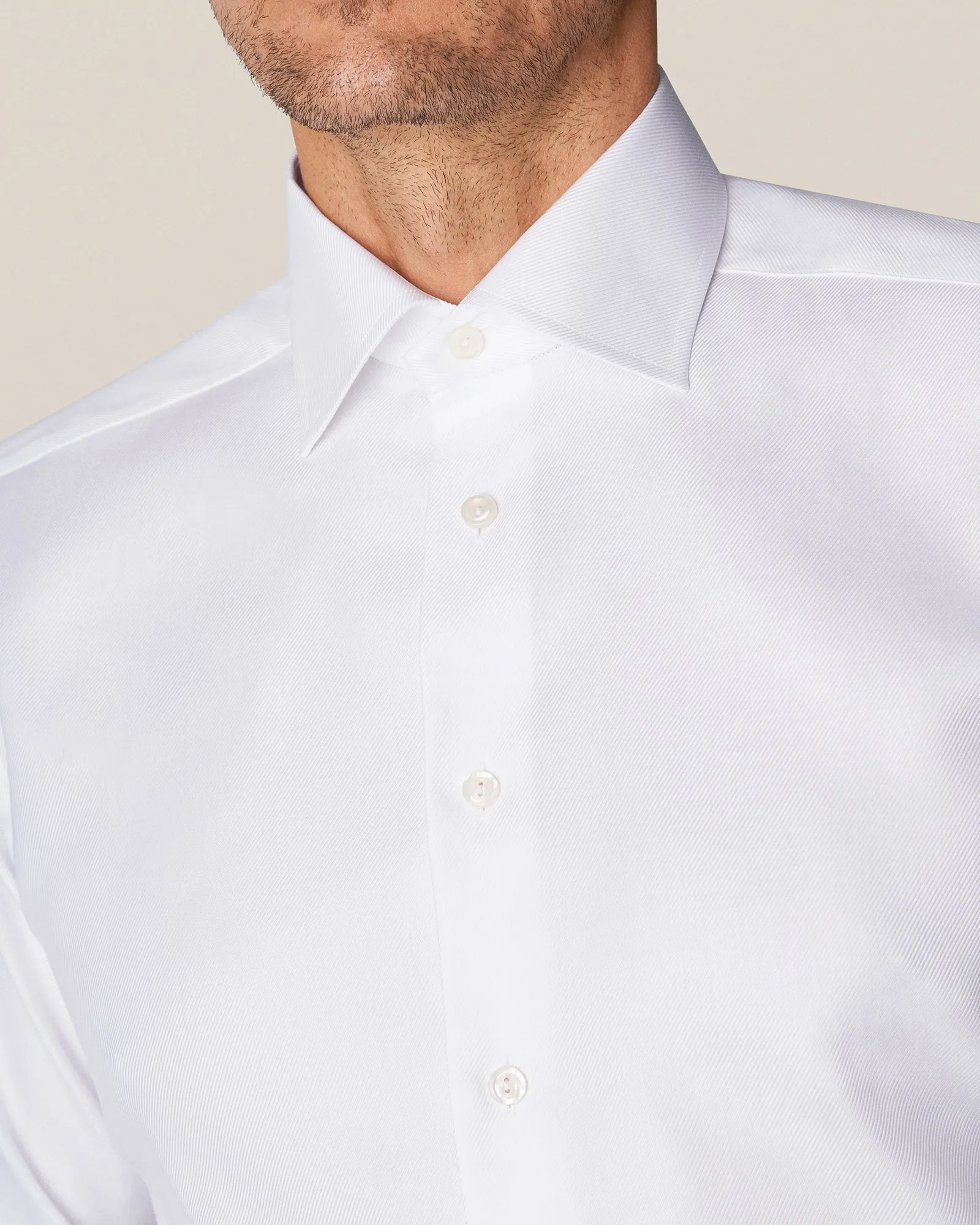 ETON 31007931100 WHITE TEXTURED TWILL CONTEMPORARY SC SHIRT