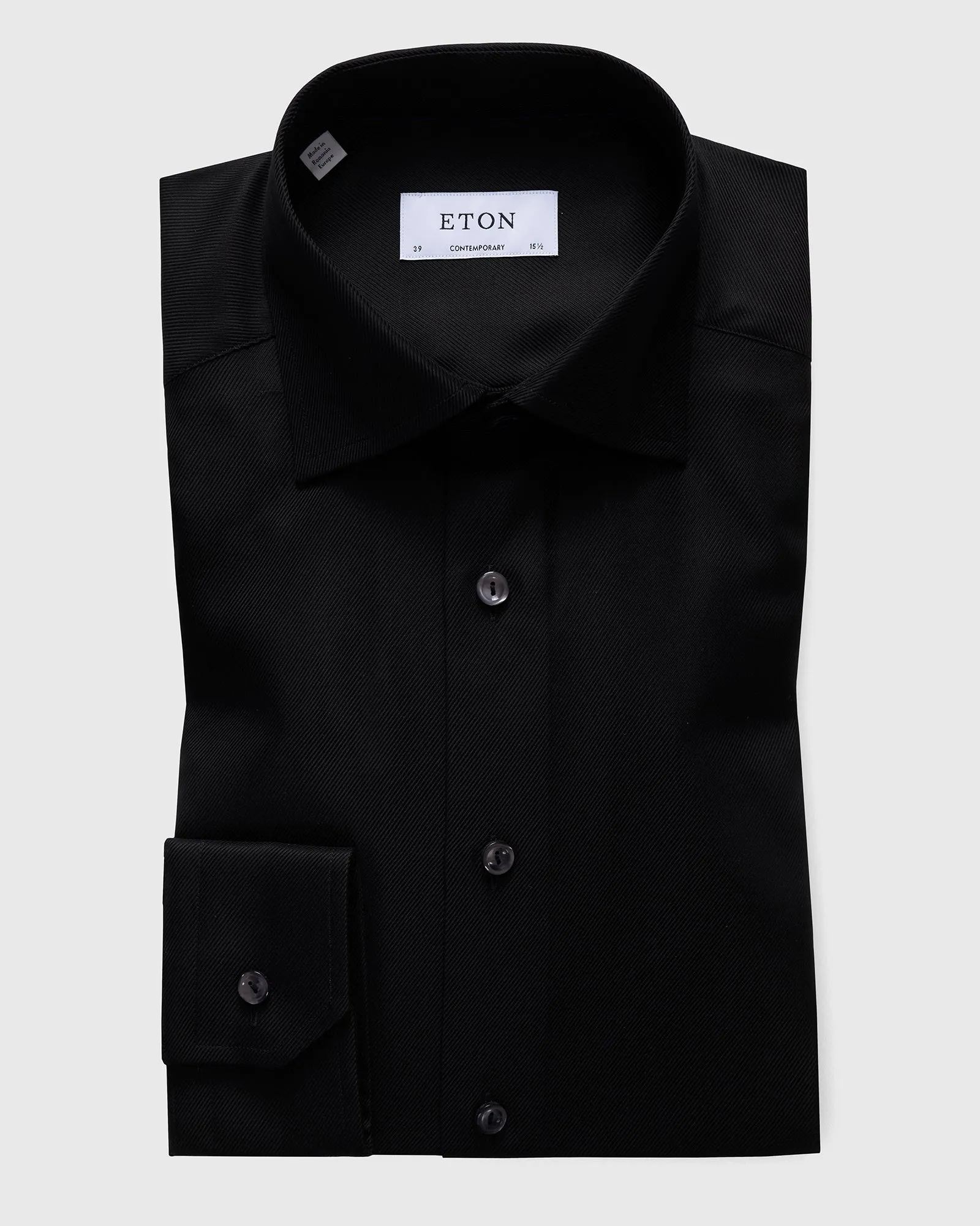 ETON 31007931118 BLACK TEXTURED TWILL CONTEMPORARY SC SHIRT