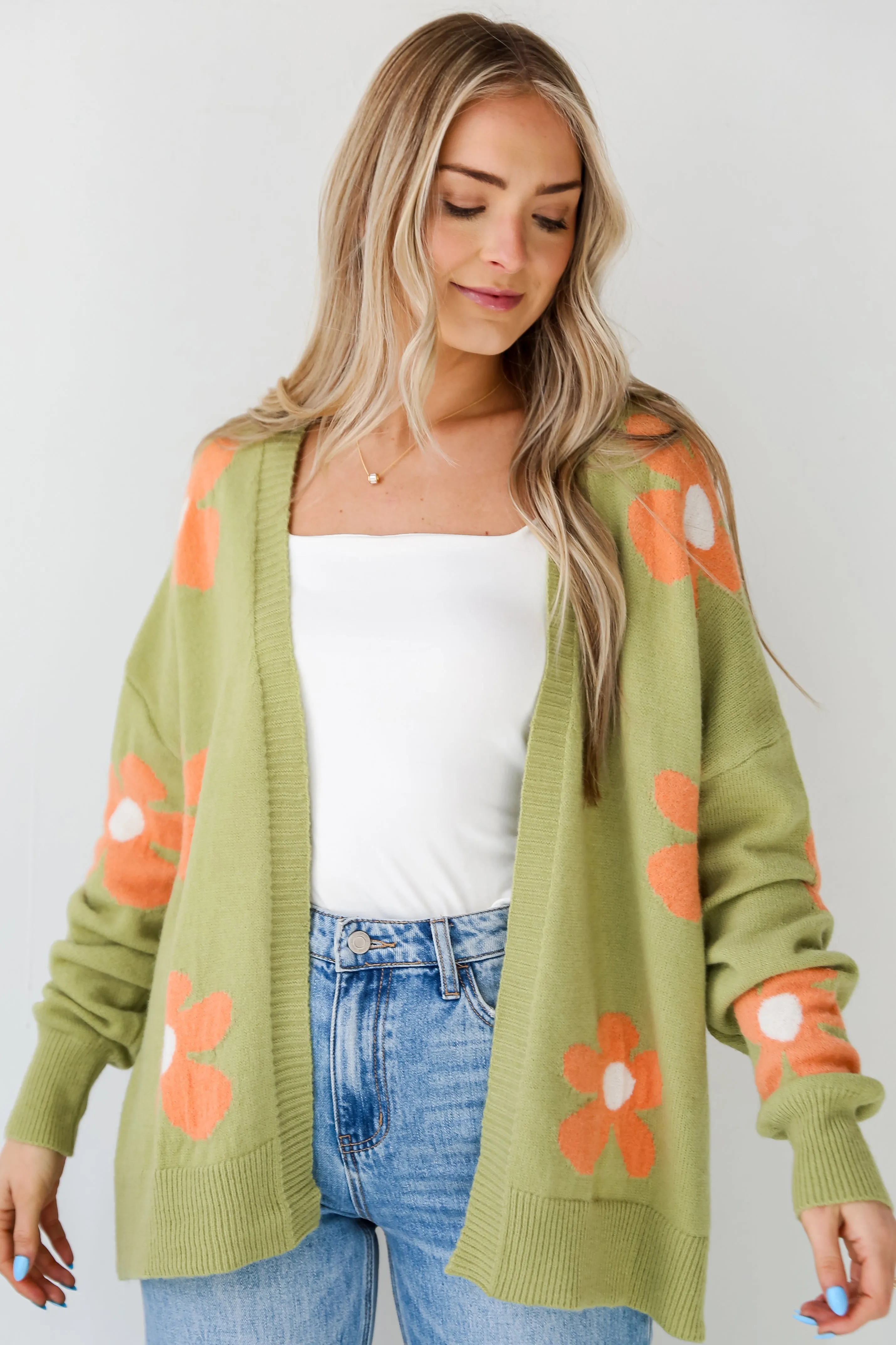 FINAL SALE - Bright Charisma Kiwi Floral Cardigan