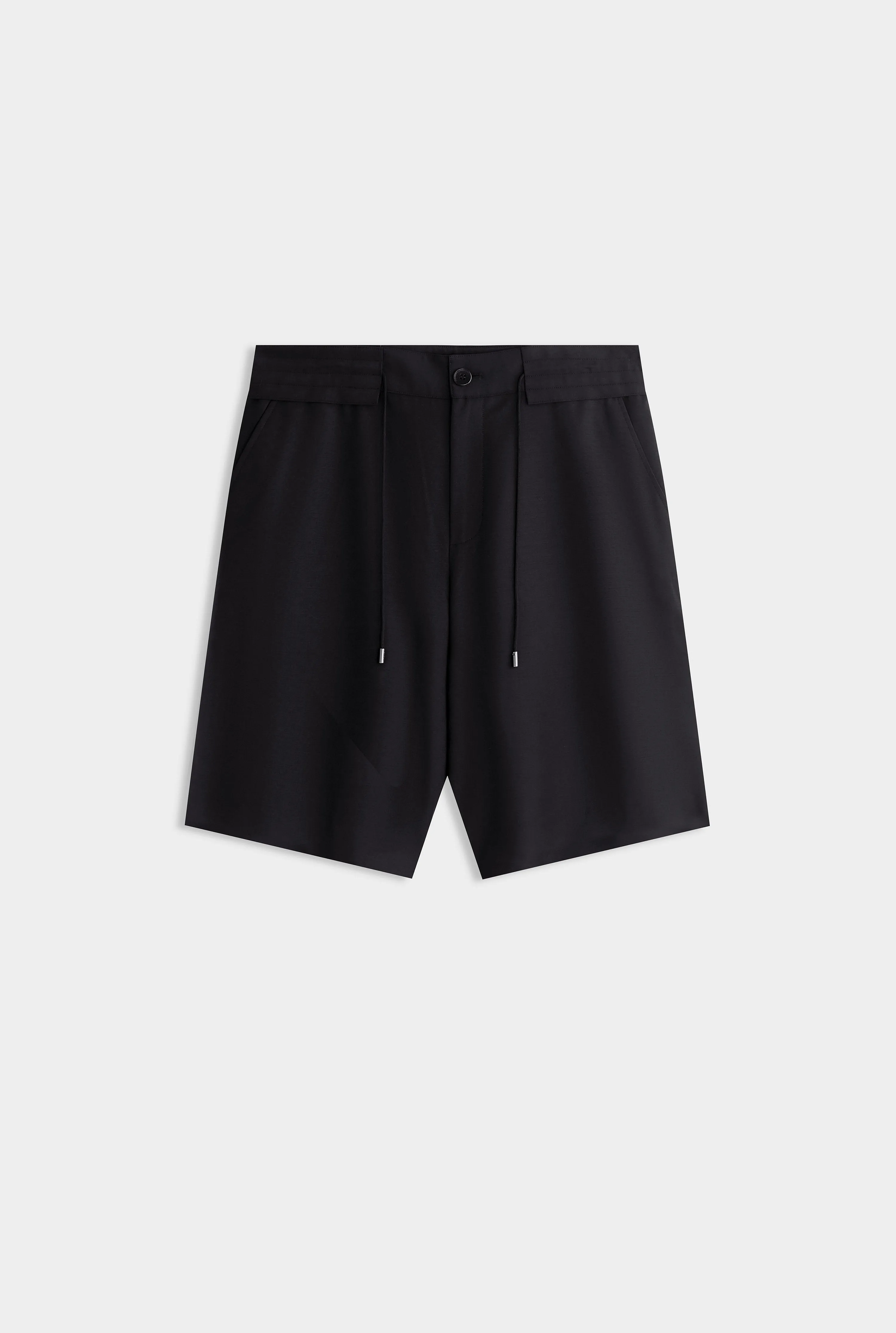 Fixed Waist Wool Short - Black