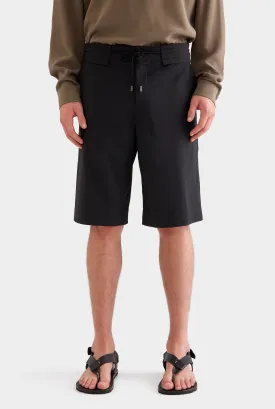 Fixed Waist Wool Short - Black