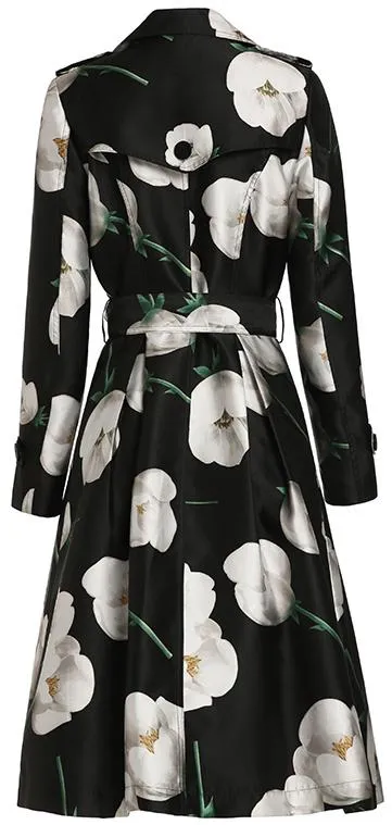 Floral Printed Trench Coat