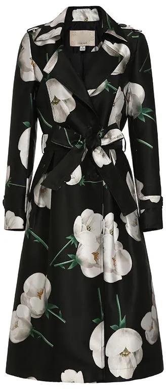 Floral Printed Trench Coat