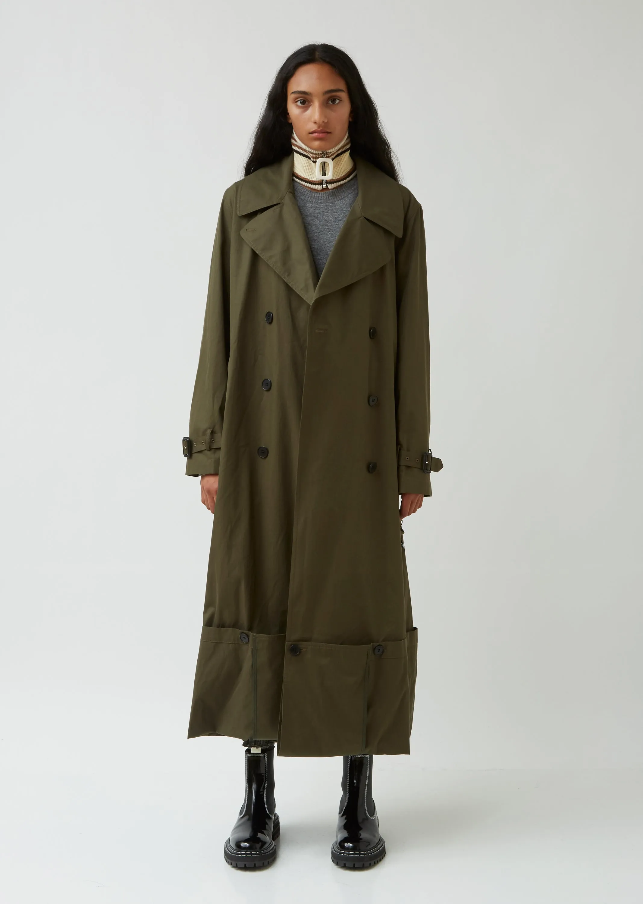 Fold Up Hem Trench Coat