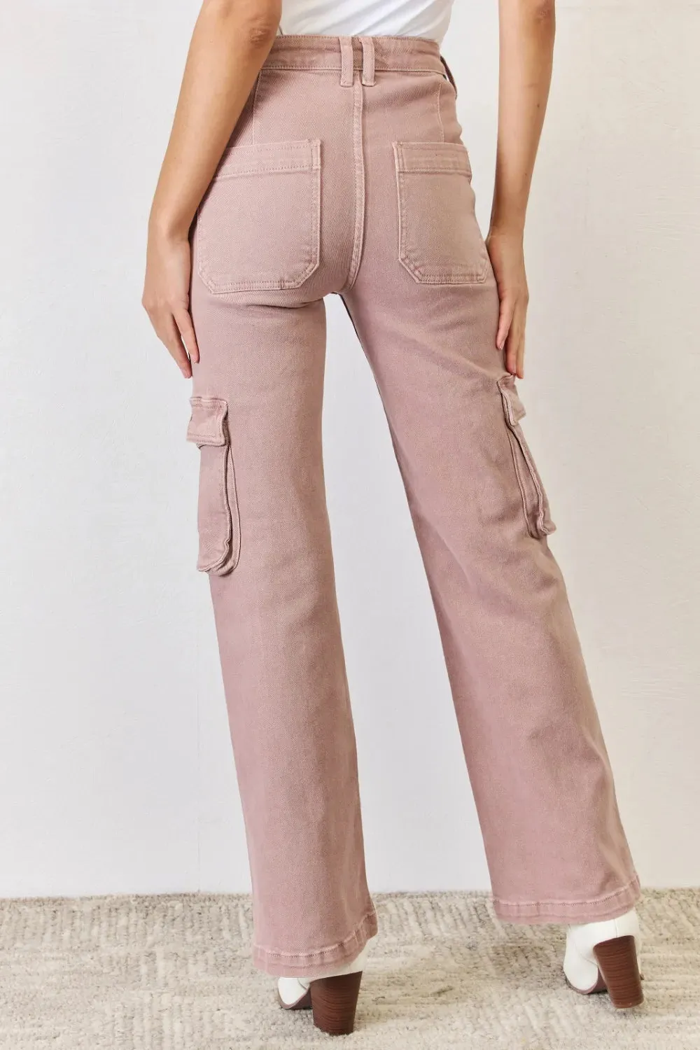 Full Size High Rise Cargo Wide Leg Jeans