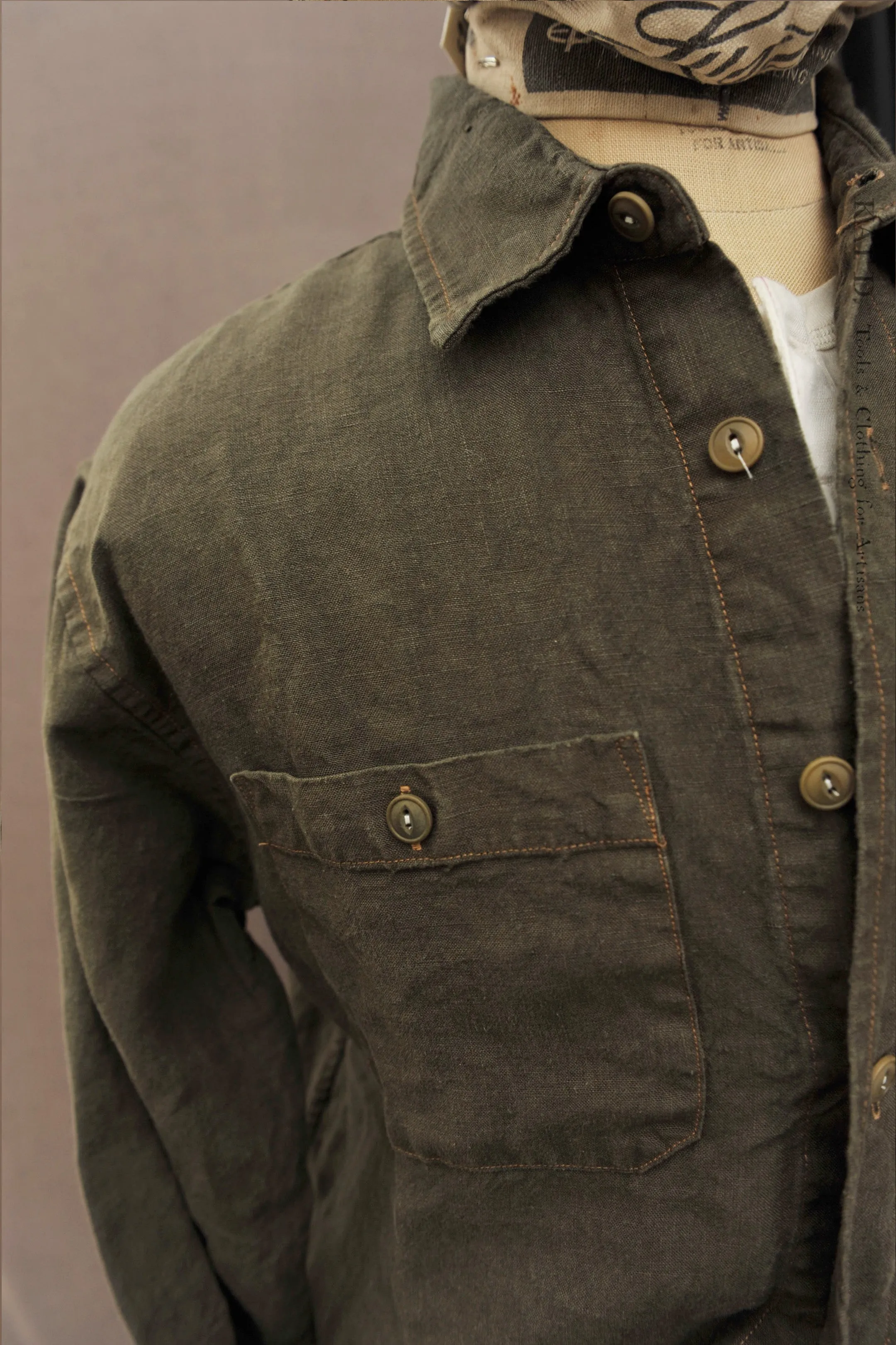 Garment Dyed Engineer Over Shirt - Deep Olive - M (NO RETURN)