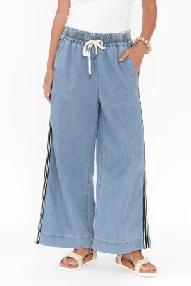 Greta Light Denim Stripe Wide Leg Pants