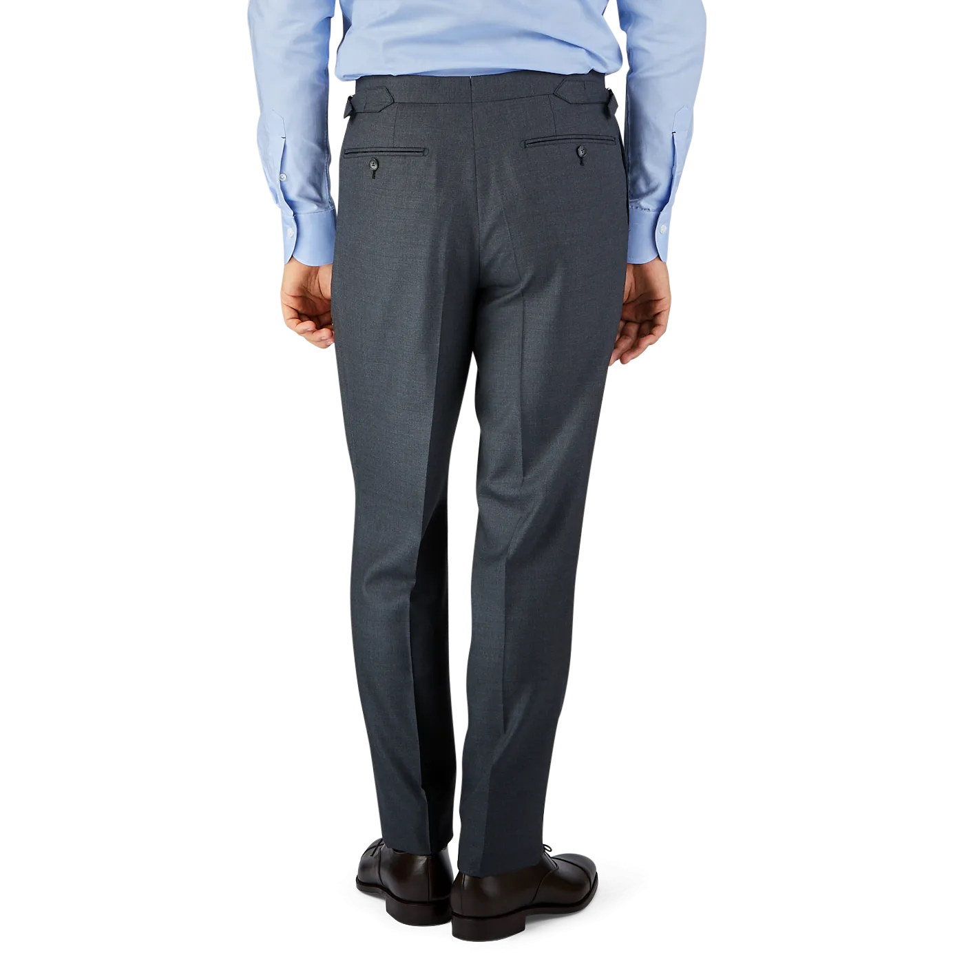 Grey Super 100's Wool Pleated Suit Trousers