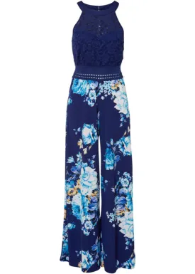 Jumpsuit with halter collar Bodyflirt Boutique, blue